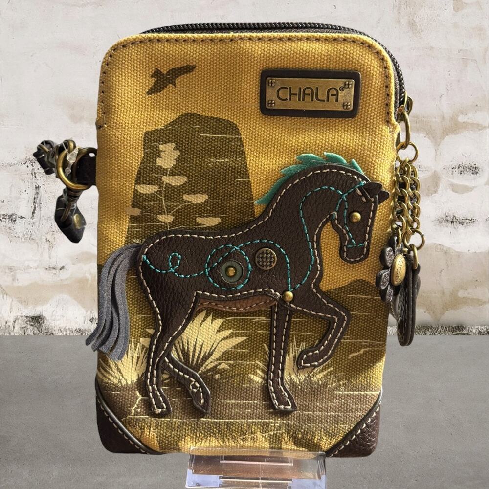 Chala Horse Canvas Cell Phone Crossbody Purse Bag NWT